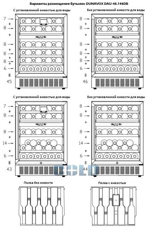 Dunavox DAU-46.146DB раскладка бутылок